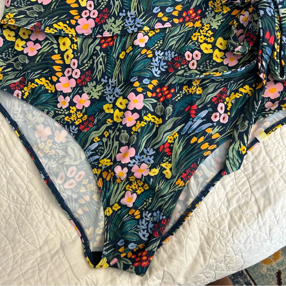 summersalt Floral Green Wrap One-Piece Swimsuit - Picture 3 of 8